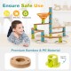 Bamboo marble run toy set with 106 pieces, BPA-free material, designed for kids' creativity and engineering skills.