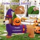 5-foot inflatable Halloween dachshund dog with pumpkin, featuring LED lights and waterproof fabric for outdoor.