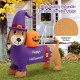 Inflatable 5-foot Halloween dachshund dog with pumpkin, made of waterproof polyester, perfect for festive outdoor.