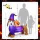 5-foot inflatable Halloween dachshund dog with pumpkin, featuring LED lights, perfect for outdoor party decoration.