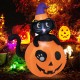 Inflatable Halloween pumpkin with a witch's black cat, featuring a playful design and built-in blower for easy setup.
