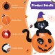 5-foot inflatable Halloween pumpkin with a witch's black cat, featuring LED lights and a waterproof blower for outdoor.