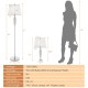 Silver floor lamp from a 3-piece set, featuring a hidden switch and premium linen shade for elegant illumination.