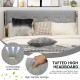 Tufted high headboard upholstered bed frame in silver with four drawers for stylish storage and comfort.