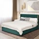 Full/Queen size green upholstered bed frame with tufted headboard and four storage drawers for stylish bedroom.