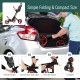 Folding 3 wheels golf push cart with adjustable handle and brake, compact size for easy storage in car trunk.