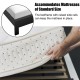 Queen size bed frame with slatted design and rubber wood legs, accommodating standard mattresses for sturdy support.