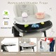 Removable double trays of the 4-in-1 baby high chair in gray, featuring adjustable positions and dishwasher-safe.