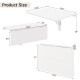 Wall-mounted drop-leaf table with sleek white finish, showcasing dimensions for space-saving kitchen or office use.