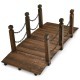 5-foot wooden garden bridge with stained finish and safety rails, perfect for outdoor pathways and decorative spaces.