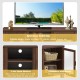 Walnut TV stand with spacious tabletop, 2-tier open shelves, and 2 cabinets with tempered glass doors for stylish.