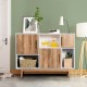 Sideboard storage cabinet with 6 compartments, engineered wood design, ideal for living room or office organization.
