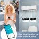 Mini split air conditioner with remote control, 11500 BTU, for rooms up to 750 sq.ft, featuring smartphone.