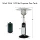 Portable tabletop propane patio heater in black, 11,000 BTU, with safety features, ideal for outdoor warmth.