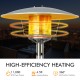 Portable tabletop propane patio heater with 11,000 BTU output, 360° heating, and rust-resistant steel for outdoor use.
