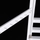 Close-up of the wall-mounted jewelry armoire with hooks for necklaces and bracelets, featuring a sleek white design.