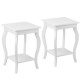 Single white accent side table showcasing a smooth surface and elegant curved legs, ideal for stylish living room decor.