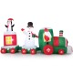 Colorful 11.5 FT inflatable Christmas train featuring Santa Claus, a snowman, and a penguin for festive outdoor decor.