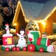 Christmas inflatable train featuring Santa Claus, a snowman, and a penguin, perfect for outdoor holiday displays.