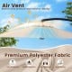 11 FT cantilever patio umbrella in beige with air vent, rustproof aluminum frame, and 360° rotation for optimal shade.