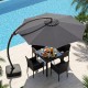 11 FT gray cantilever patio umbrella with a rustproof aluminum frame, providing optimal shade and 360° rotation for.