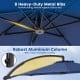 11 FT navy cantilever patio umbrella showcasing robust aluminum column and 8 heavy-duty metal ribs for reliable support.
