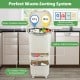 11-gallon beige kitchen trash can with dual 3.2-gallon buckets and pull-out drawer for efficient waste sorting.