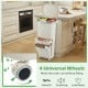 11-gallon beige kitchen trash can with lid, featuring 4 universal wheels for easy movement and dual removable buckets.