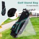 Golf stand bag with auto pop-out legs, featuring a durable design and multiple storage pockets for golf clubs.