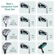 Men's complete golf club set featuring stainless steel irons, oversized driver, and hybrid clubs with head covers for.