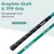 Close-up of the non-slip TPR grip and graphite shaft of the green golf club, designed for better control and distance.