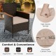 Ergonomic patio chair with soft cushion, made of hand-woven PE rattan and solid acacia wood, perfect for outdoor dining.
