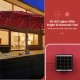 15-foot double-sided patio umbrella with 48 LED lights, providing ambiance for outdoor dining with a wine-colored.
