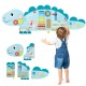 Dinosaur activity wall busy board for toddlers featuring 11 educational games, ideal for early development and play.