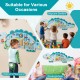 Dinosaur activity wall busy board with 11 educational features for toddlers, ideal for daycare centers and playrooms.