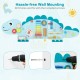 Dinosaur activity wall busy board for toddlers featuring 11 educational activities, easy installation, and safe design.