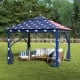 11x11 feet blue pop-up gazebo tent with star design, mesh screens, and double vented roof for outdoor shade and.