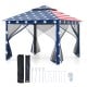11x11 feet pop-up gazebo tent with mesh screens, blue star design, perfect for outdoor shade and insect protection.