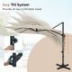 11 x 9 FT beige cantilever patio umbrella with easy tilt adjustment and 360° rotation for versatile shade.