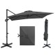 Gray 11 x 9 FT cantilever patio umbrella with 360° rotation and easy tilt adjustment for versatile outdoor shade.