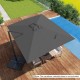 Gray 11 x 9 FT cantilever patio umbrella shown from above, featuring 360° rotation and easy tilt adjustment for optimal.