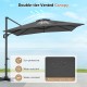 Gray 11 x 9 FT cantilever patio umbrella with double-tier vented canopy, 360° rotation, and easy tilt adjustment for.