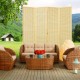 Portable folding room divider screen in natural color, featuring sturdy frames and tightly woven design for optimal.