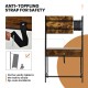 Industrial vanity table with adjustable mirror, spacious drawer, and anti-toppling strap for safety in rustic brown.