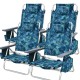 4-pack of navy outdoor folding beach chairs with 5-position adjustable backrest and pillows, perfect for camping and.