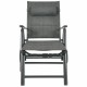 Front view of gray patio reclining chaise lounge with adjustable neck pillow and breathable fabric, ideal for.