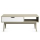 Gray coffee cocktail accent table showcasing a spacious tabletop and sturdy rubber wood legs, ideal for living room use.