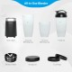Motor base and two Tritan blending cups of the 1000W portable blender, featuring a travel lid and storage lid for.