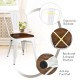 Tolix style metal dining chair with white finish, ergonomic backrest, and solid elm seat for kitchen or cafe use.