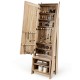 Interior layout of the freestanding wooden cosmetics storage cabinet, featuring organized jewelry on shelves and hooks.
